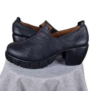 Sergio Tomani Booties Size 39 Black Leather Chunky Block Heel Platform Casual